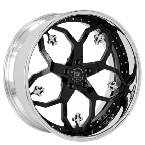 19" Lexani Forged Wheels LF-782 Agia Gloss Black with Crystal Inserts Face with Chrome Lip Rims