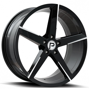 20" Pinnacle Wheels P212 Lethal Gloss Black with Machined Tips Rims