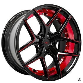 20" AC Wheels Divino Gloss Black with Red Milled and Inner Deep Concave Rims