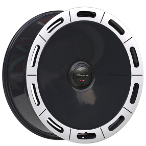 22" Giovanna Wheels AMUR Smooth Gloss Black with Polished Lip Flow Formed Floating Cap Rims