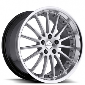 20" Staggered Coventry Wheels Whitley Hyper Silver with Mirror Cut Lip Rims 