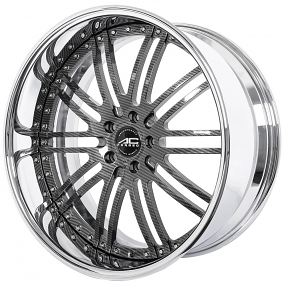 24" AC Forged Wheels ACF707 Carbon Fiber Finish with Chrome Lip Three Piece Rims