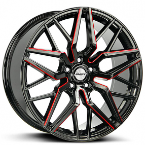 20" Shift Wheels Spring Gloss Black with Candy Red Milled Rims 