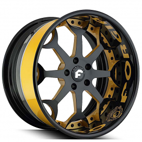 21" Forgiato Wheels Capolavaro 2-Tone Black with Yellow Accents and Lettering Lip Forged Rims 