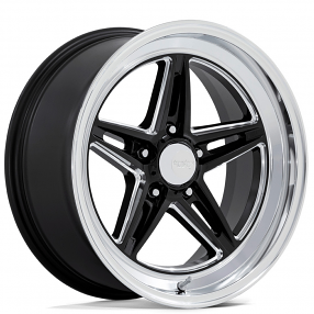 18" American Racing Wheels Vintage VN514 Groove Gloss Black Milled with Diamond Cut Lip Rims