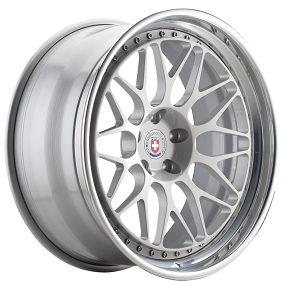 20" HRE Wheels 300 Gloss Silver Center with Polished Clear Outer and Gloss Silver Inner Forged Rims