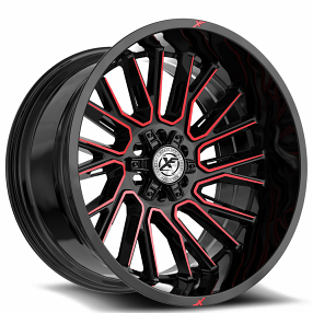20" XF Off-Road Wheels XF-230 Gloss Black with Red Machined Rims  