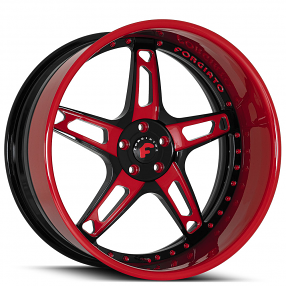 20" Forgiato Wheels Affilato 2-Tone Black with Red Accents Forged Rims 