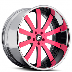 20" Forgiato Wheels Concavo 2-Tone Hot Pink and Black Face with Chrome Lip Forged Rims 