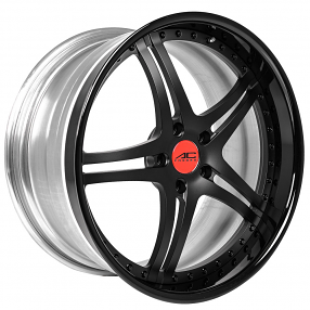 24" AC Forged Wheels ACF702 Satin Black Face with Gloss Black Lip Three Piece Rims