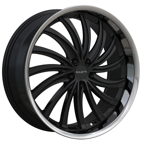 22" Ravetti Wheels M15 Full Gloss Black with Stainless Lip Rims