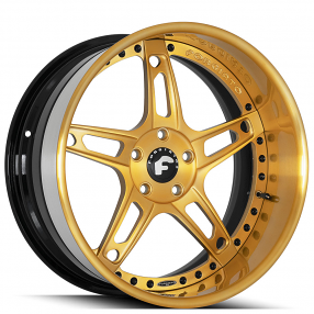 19" Forgiato Wheels Affilato Gold over High Polished Face and Lip with Black Inner Forged Rims 