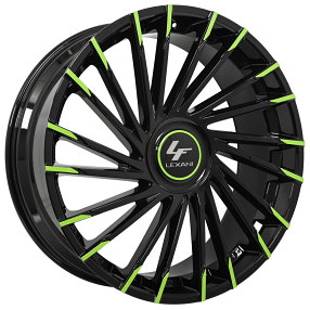 24" Lexani Wheels Wraith-XL Gloss Black with Custom Lime Green Tips Rims 