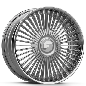 26" Forgiato Wheels G-1 Silver Brushed Face with Chrome Lip XL Floating Cap Forged Rims 
