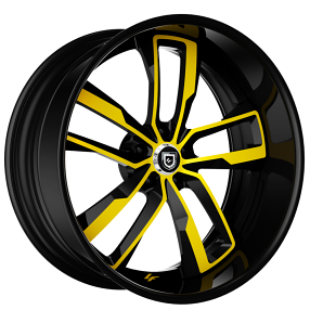 22" Lexani Forged Wheels LF-760 Valante Black with Yellow Face and Black Lip Rims