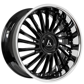 24" Artis Wheels Renegade XL Gloss Black with SS Lip Rims