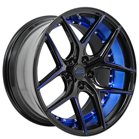 20" AC Wheels Divino Gloss Black with Blue Milled and Inner Deep Concave Rims
