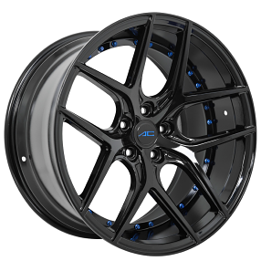 20" AC Wheels Divino Gloss Black with Custom Blue Rivets Rims
