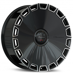 22" Giovanna Wheels Dicotto Gloss Black with Machined Face Flow Formed Floating Cap Rims