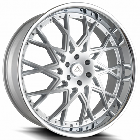 22" Azad Wheels AZ822 Silver Brushed with Chrome Lip Rims