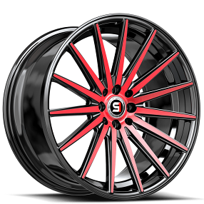 18" SPEC-1 Wheels SP-69 Gloss Black with Red Machined Rims 