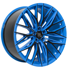 20" Lexani Wheels Aries Gloss Black with Custom Rapid Blue Accents Rims  
