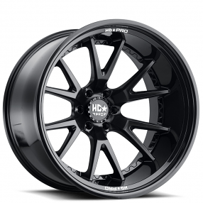 22" Luxxx HD Wheels LHD PRO1 Matte Black Face with Gloss Black Lip Off-Road Rims