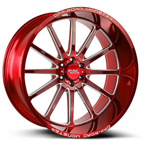 26x12" Off Road Monster Wheels M26 Candy Red Milled Rims 