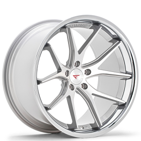 20" Ferrada Wheels FR2 Silver Machined with Chrome Lip Rims