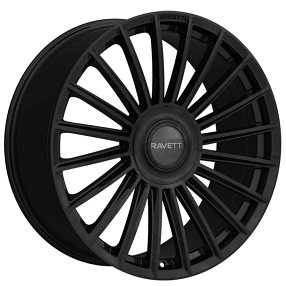 22" Ravetti Wheels M17 Full Gloss Black Floating Cap Rims