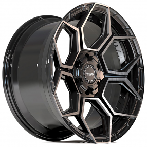 18" 4Play Wheels 4PS26 Gloss Black with Brushed Face and Tinted Clear Crossover Rims