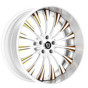 19" Lexani Forged Wheels LF-762 Rogue Gloss White with Brushed Gold Accents Rims
