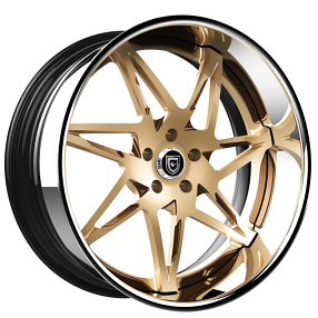 19" Lexani Forged Wheels LF-749 Nirvana Brushed Champagne Gold with Chrome Lip Rims