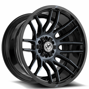 20" XF Off-Road Wheels XF-232 Gloss Black with Titanium Machined Double Dark Tint Rims  