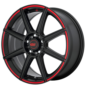 18" Motegi Racing Wheels MR142 CS8 Satin Black with Red Stripe Rims