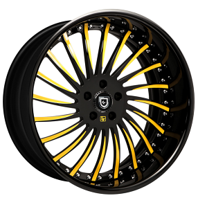 20/21" Lexani Forged Wheels LF-712 Black with Yellow Accents Rims 