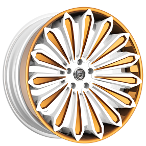 20/21" Lexani Forged Wheels LZ-757 Crypto White Face with Brushed Gold Accents and Lip Rims 