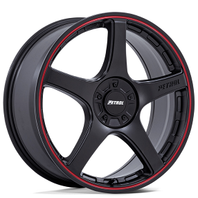 18" Petrol Wheels PE003 P2E Matte Black with Red Lip Rims