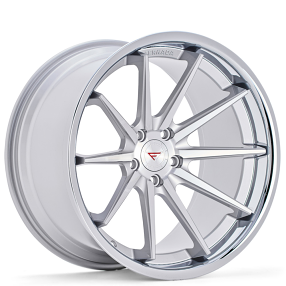 20" Ferrada Wheels FR4 Silver Machined with Chrome Lip Rims