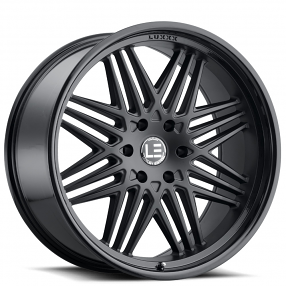 22" Luxxx Alloys Wheels Lux LE4 Matte Black Face with Gloss Black Lip Rims