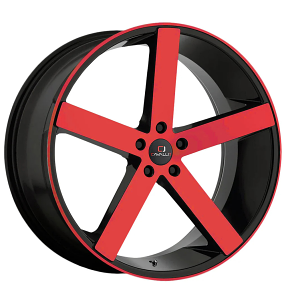 20" Cavallo Wheels CLV-5 Gloss Black with Red Machined Rims