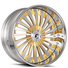 20" Forgiato Wheels Autonomo-L 2-Tone Brushed Gold and Silver Face with Chrome Lip Forged Rims