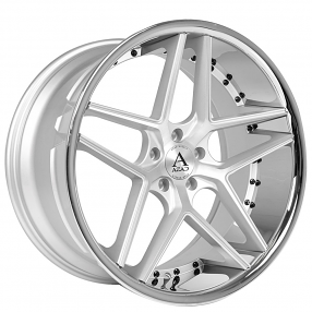 22" Azad Wheels AZ1029 Brushed Silver with Chrome Lip Rims