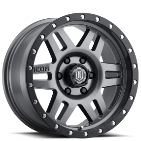 17" ICON Alloys Wheels Six Speed Gunmetal with Black Ring Off-Road Rims