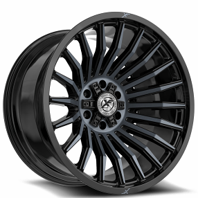 24" XF Off-Road Wheels XF-231 Gloss Black with Titanium Machined Double Dark Tint Rims