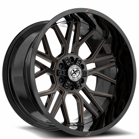 20" XF Off-Road Wheels XF-235 Gloss Black with Bronze Milled Rims   