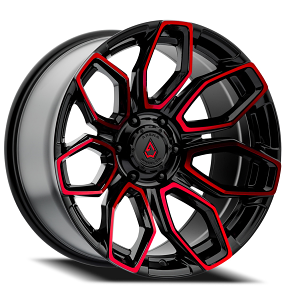 20" Arena Wheel Co A116 Cobra Gloss Black Machined with Red Tint Off-Road Rims 