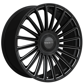 20" Ravetti Wheels M17 Black Milled Floating Cap Rims