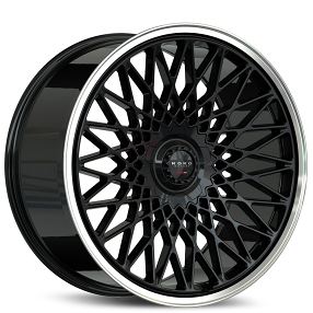 22" Koko Kuture Wheels Classica Gloss Black with Polished Lip Flow Formed Spindle Cap Rims