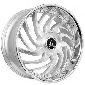 24" Artis Wheels Vantage-XL Silver Machined with SS Lip Rims